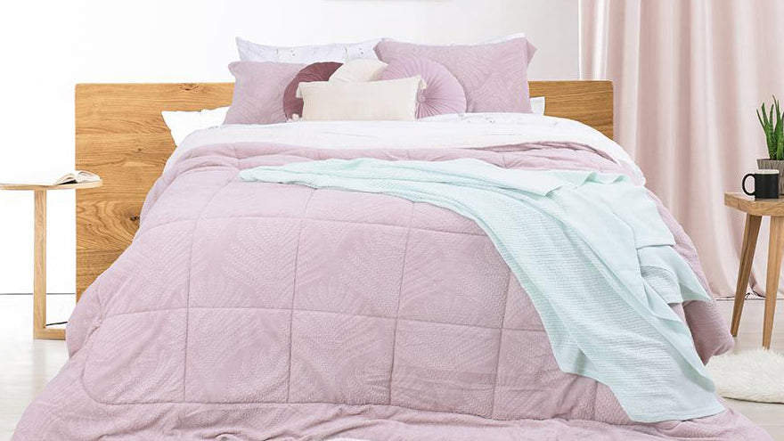 plumon para cama rosado mashini