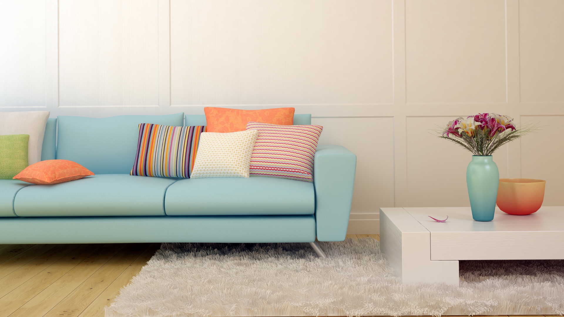 living bonito adornado con alfombra mashini