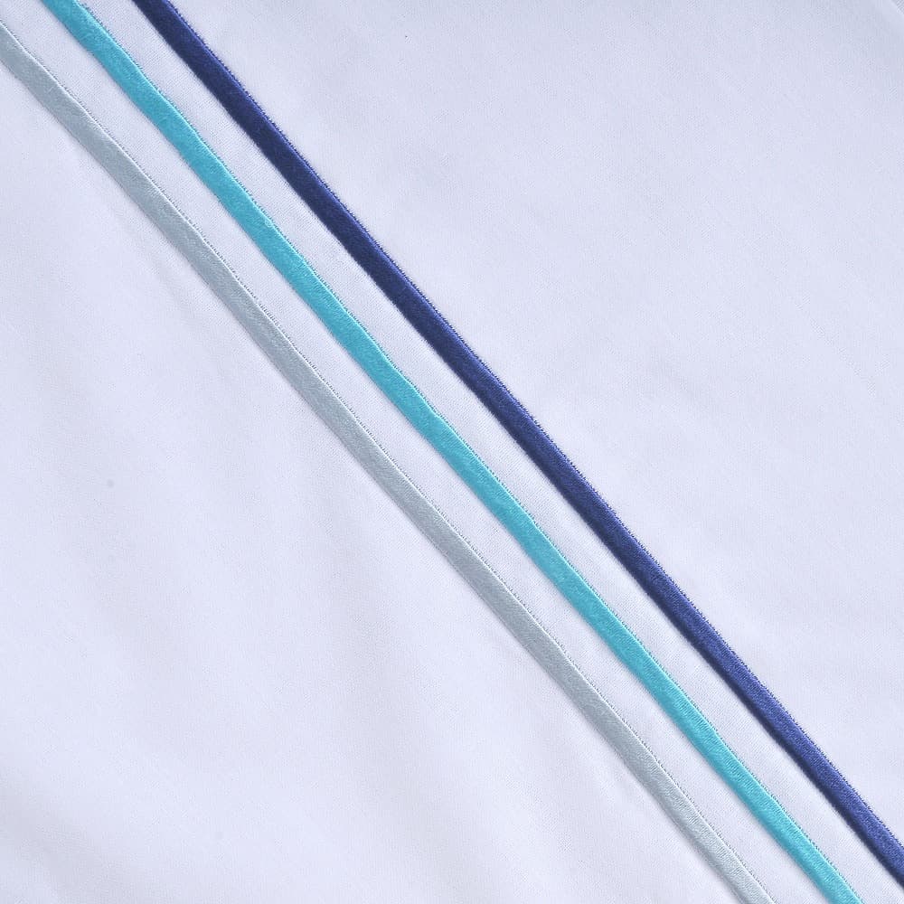 Sábana Bordada 144 Hilos 2 Plazas Line Azul | Mashini