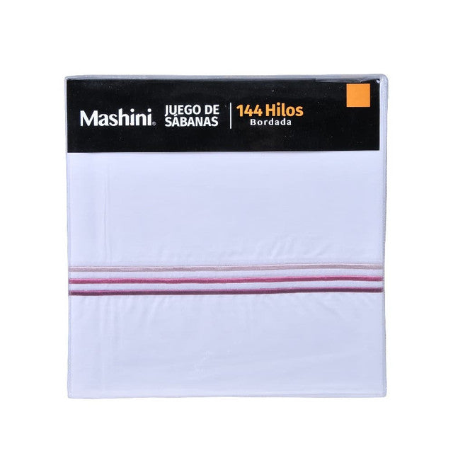 Sábana Bordada 144 Hilos 1.5 P Line Rosado | Mashini