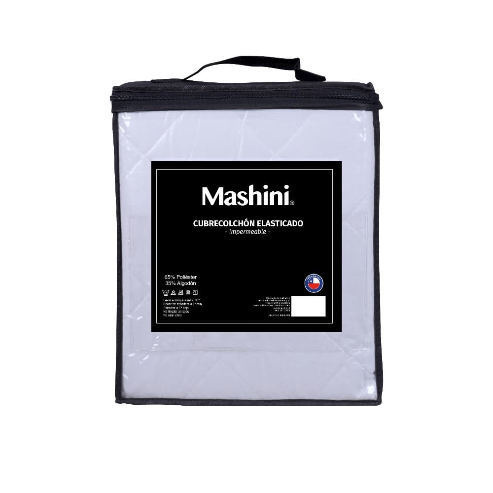 empaque del Cubrecolchón Impermeable 1 Plaza Blanco mashini