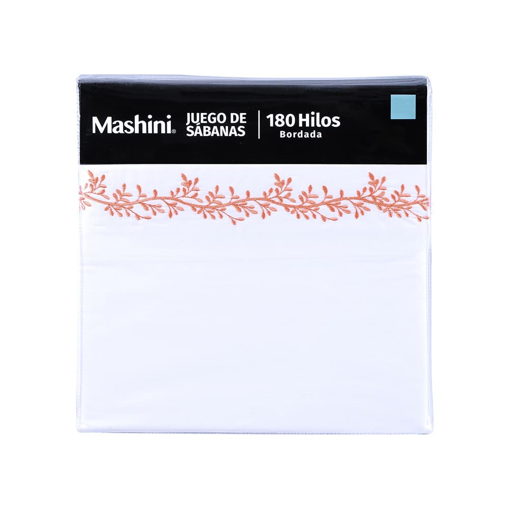 Sábana Bordada 180 Hilos 1.5 Plazas Ramas Rosado