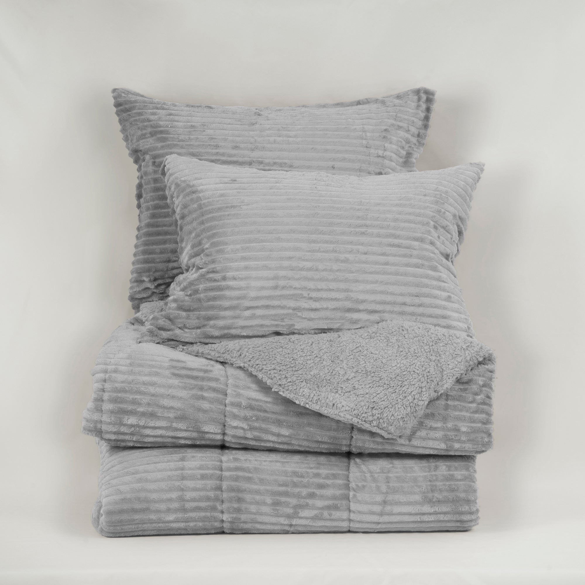 Plumón Super King Corduroy Coral Sherpa Gris | Mashini