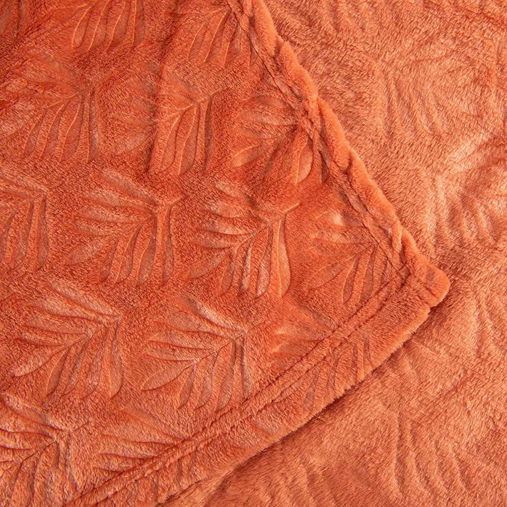 Manta Flannel Embossed 127x152 cms Naranjo