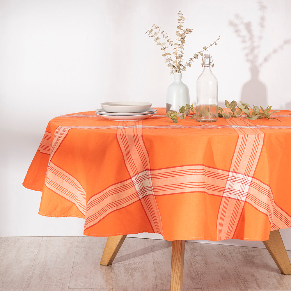 Mantel Tartan 180 cms Redondo Coral