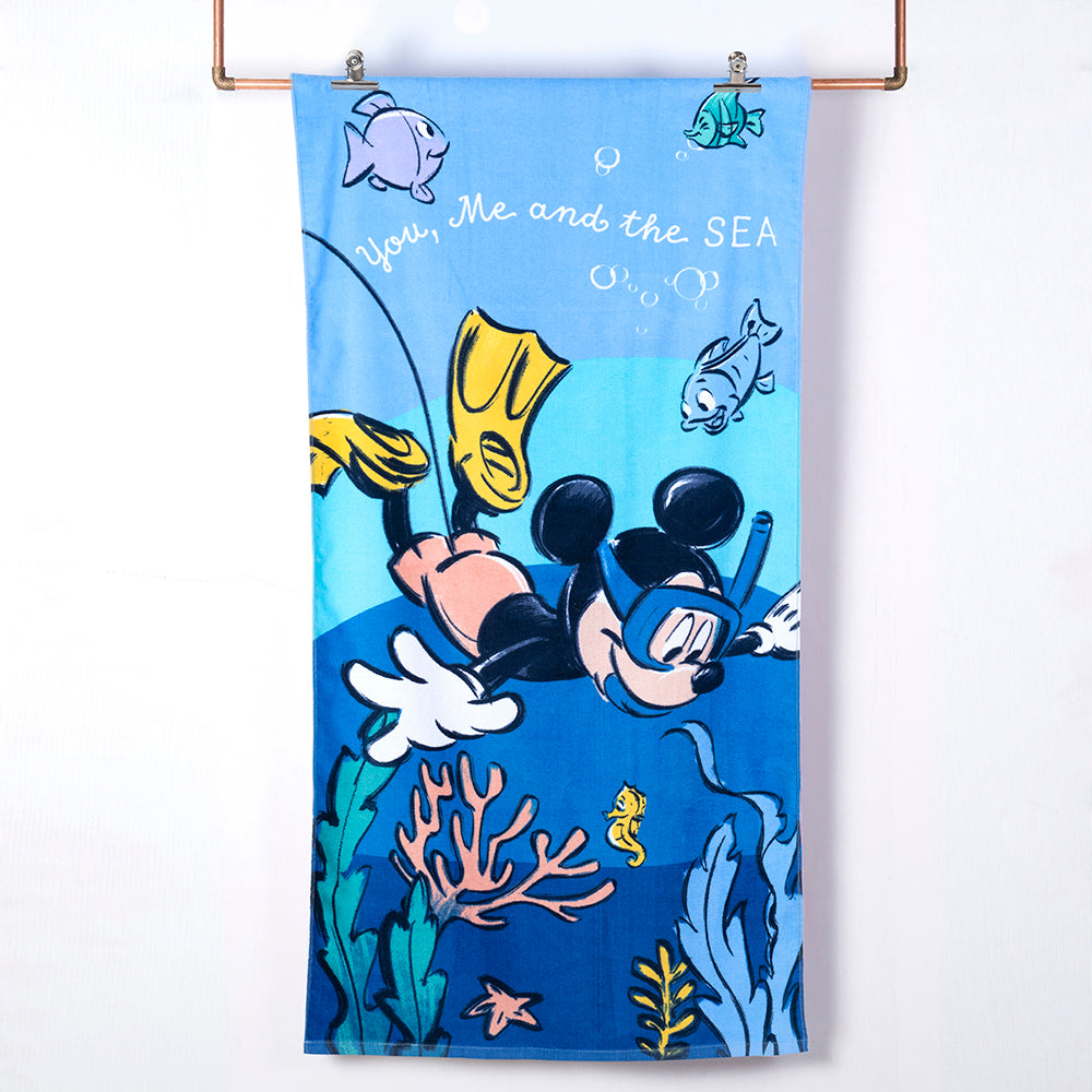 Toalla Playa Algodón 70x140 cms Mickey Buceo