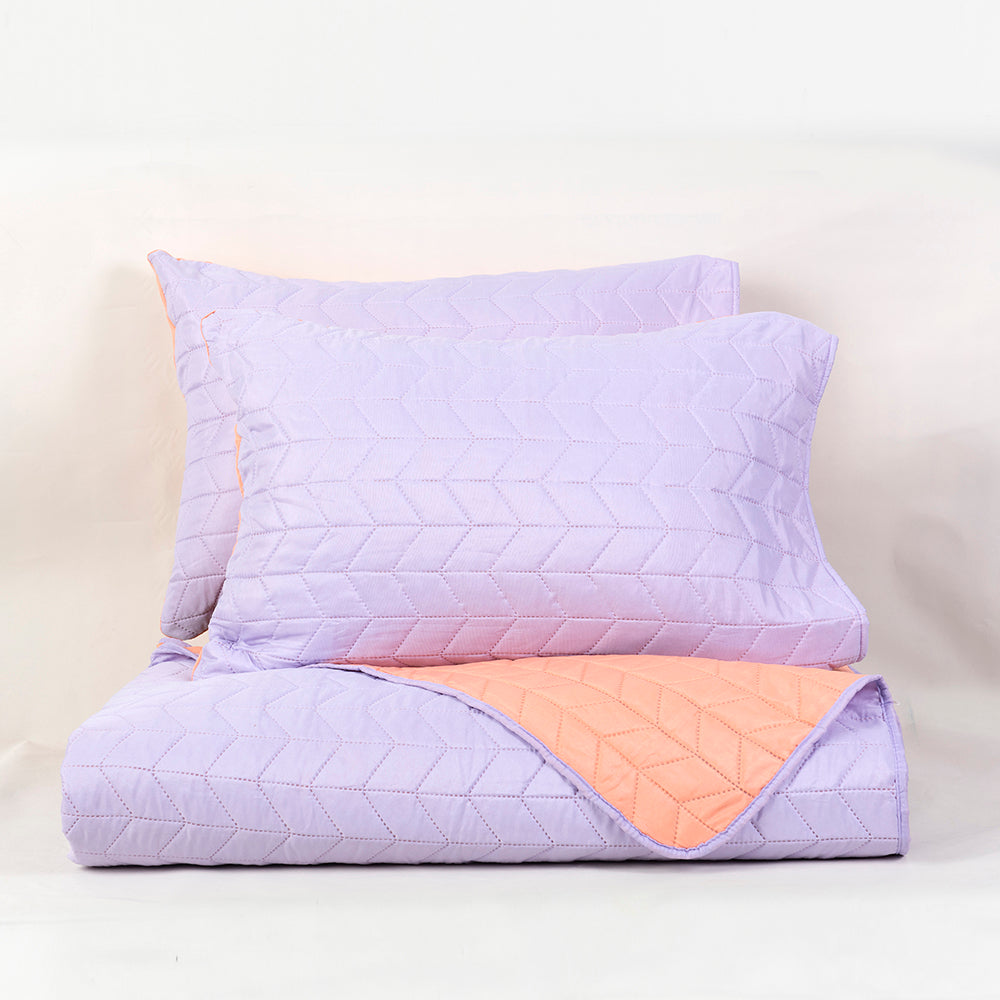 Quilt 2 Plazas Microfibra Lila-Naranjo