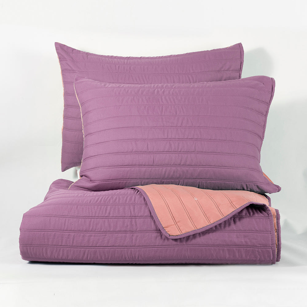 Quilt 2 Plazas Toledo Morado - Coral