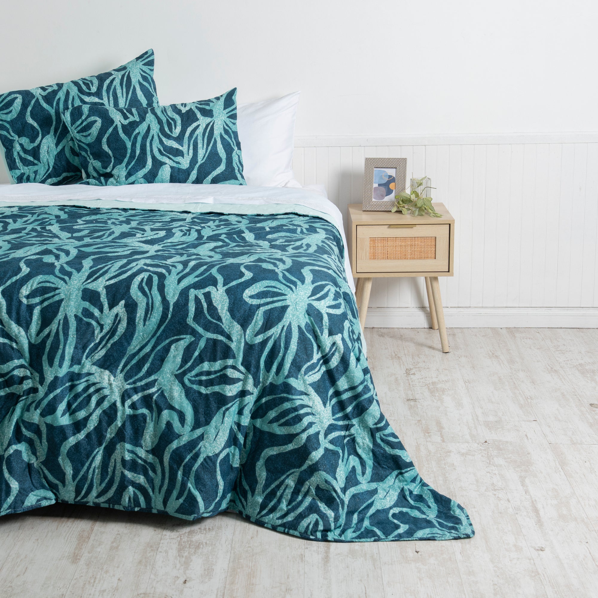 Quilt King Toledo Estampado Aqua