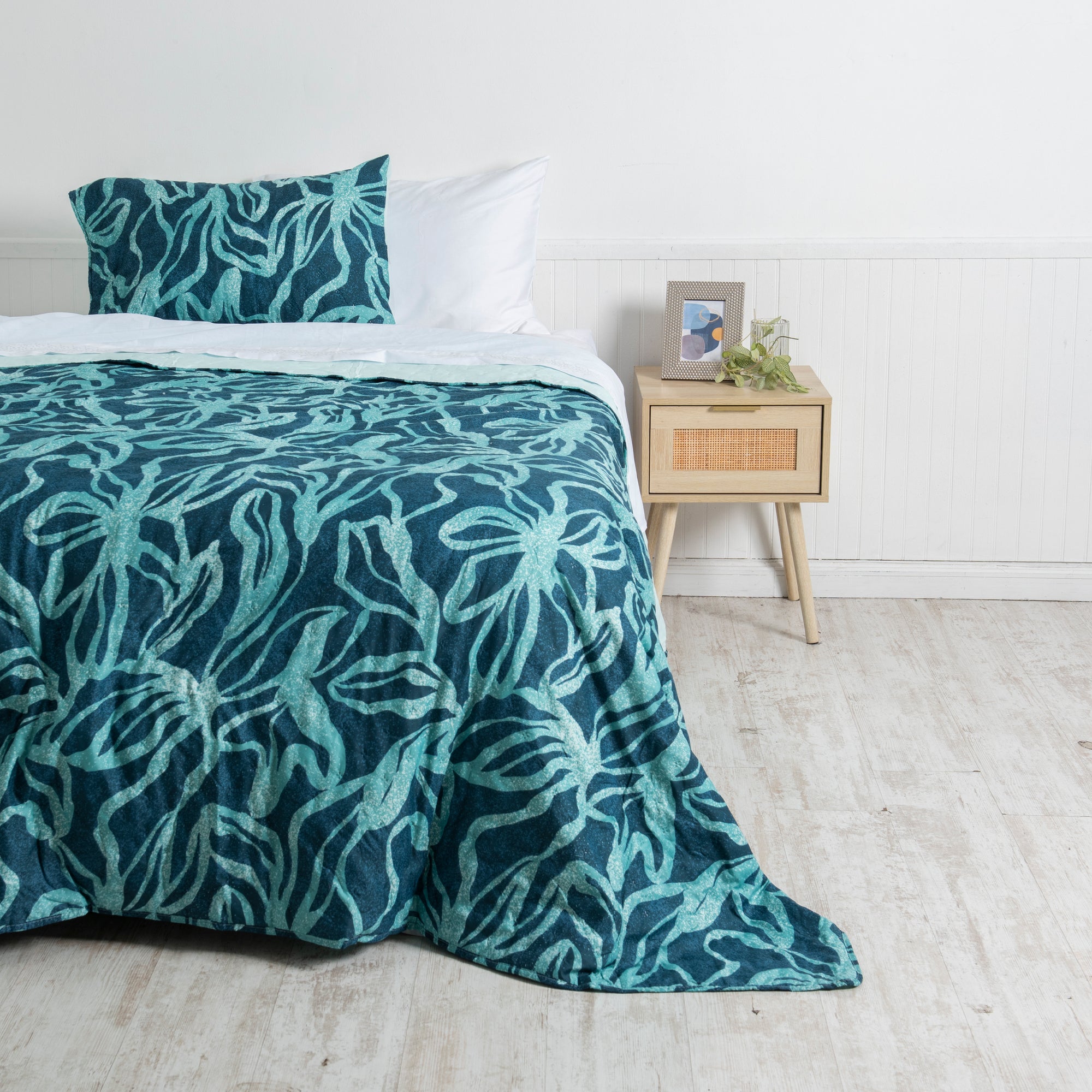 Quilt 1.5 Plazas Toledo Estampado Aqua