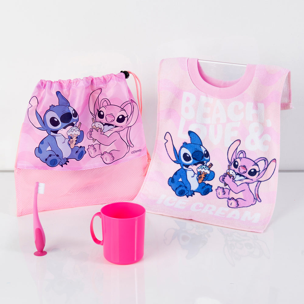 Set Toalla, Cepillo, Taza y Bolso Stitch Love