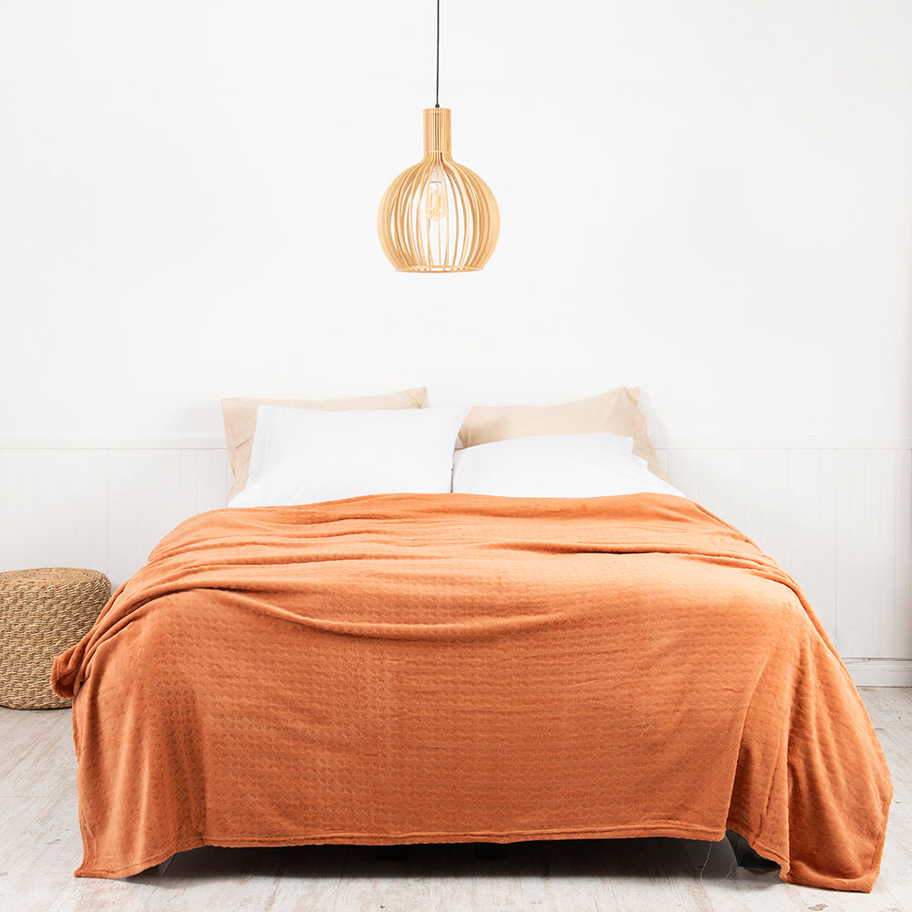 Frazada 2 Plazas Coral Embossed Naranjo