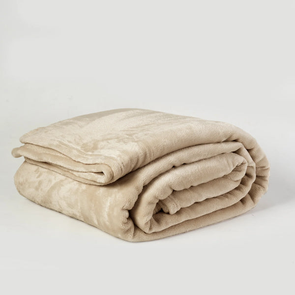 FRAZADA 2 PLAZAS FLANNEL LÍNEA HOTEL BEIGE