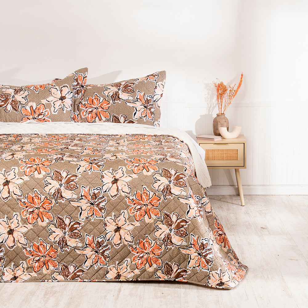 Quilt Super King Sherpa Estampado Flores