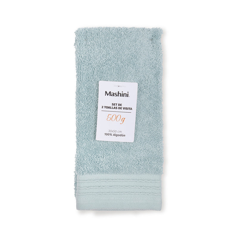 Set 2 Toallas 500 grs 30x50cm Celeste