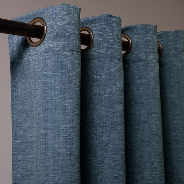 Set Cortinas Jacquard Argolla Valdivia Azul