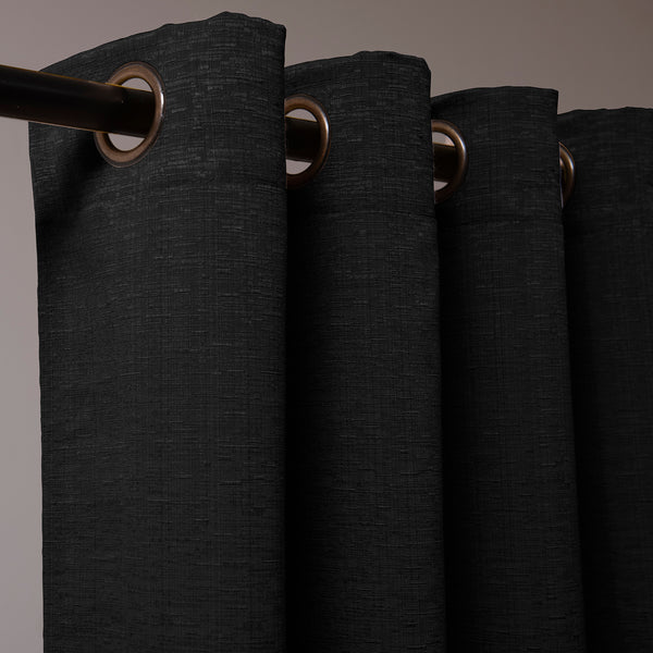 Set Cortinas Jacquard Argolla Valdivia Negro