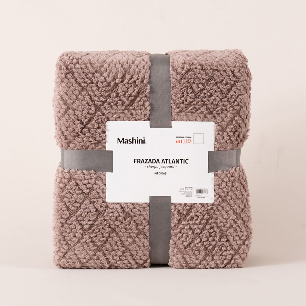 Frazada 2 Plazas Jacquard Sherpa Atlantic Taupe