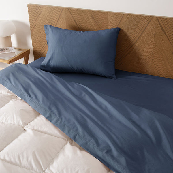 Sábana 1 Plaza Percale 250 Hilos Azul