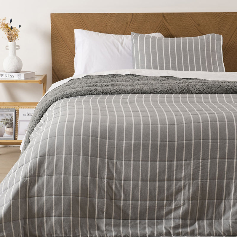 Quilt 1.5 Plazas Palma Cationic Sherpa Gris
