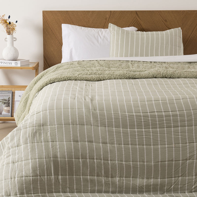 Quilt 1.5 Plazas Palma Cationic Sherpa Verde