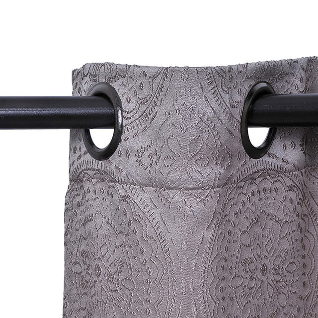Set Cortinas Jacquard Argolla 140x220 Mandala Texturada gris mashini