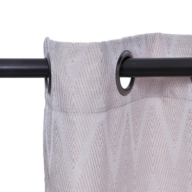 Set Cortinas Jacquard Argolla 140x220 Chevron Texturada Beige mashini