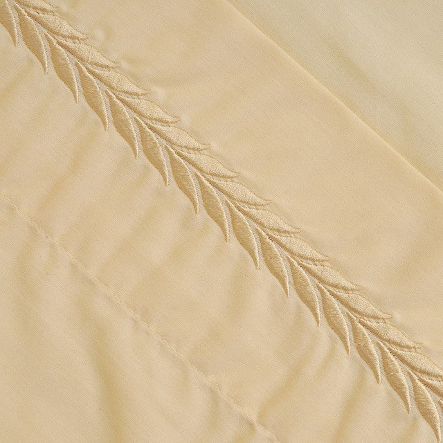 Sábana Bordada 180 Hilos 2 Plazas Ramas Amarillo | Mashini