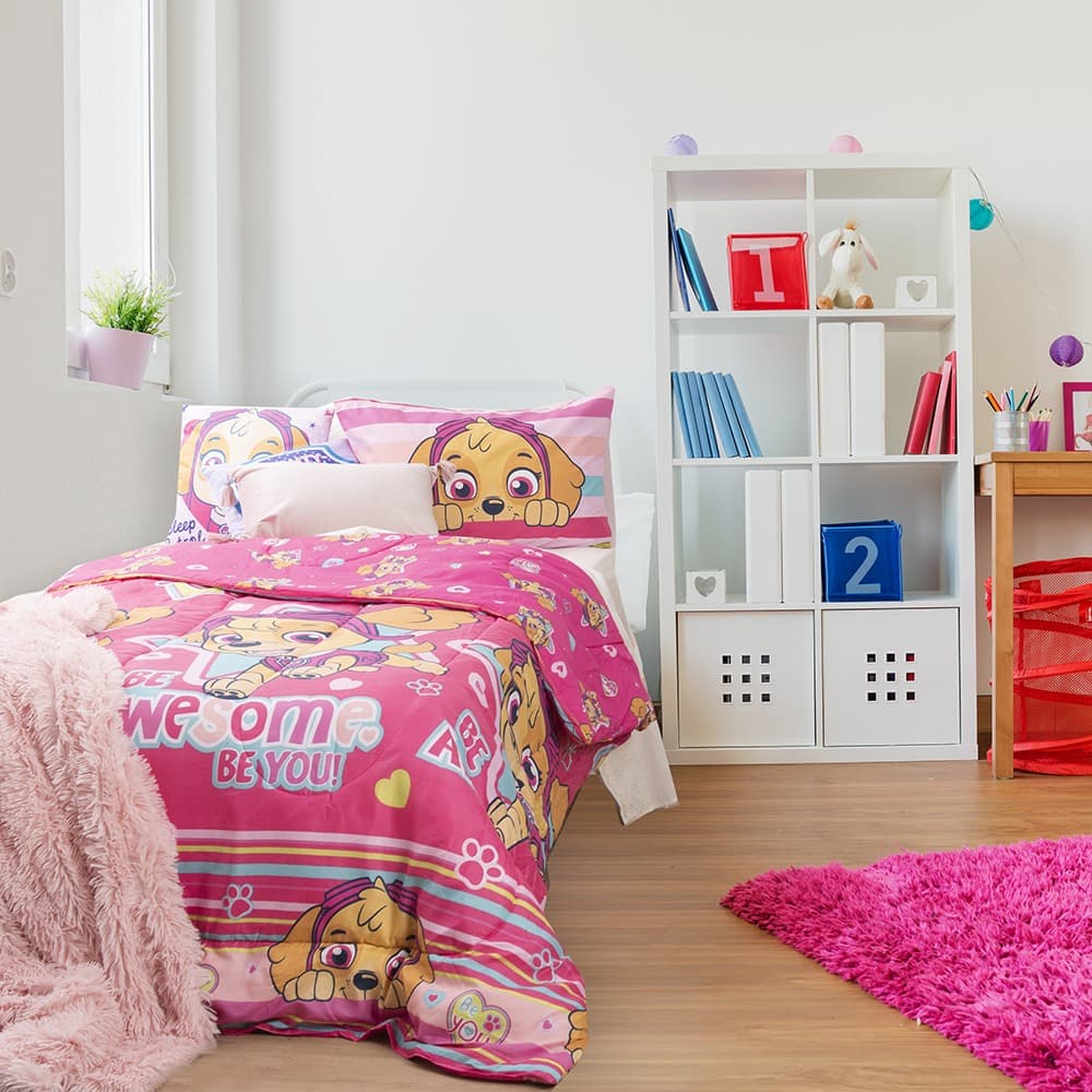 Plumón 1.5 Plazas diseño Paw Patrol rosado Mashini